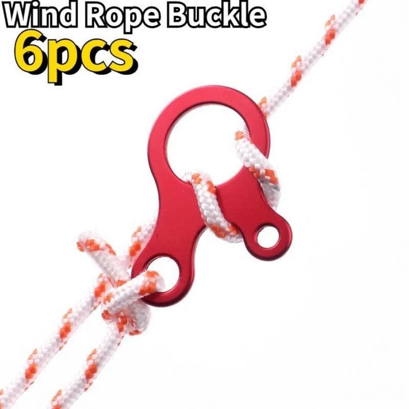 6pcs lot Outdoor Camping Tent Wind Rope Buckle 3 Hole Aluminium Alloy Rope Tensioner Tent Cord Fastener Tightening Hook