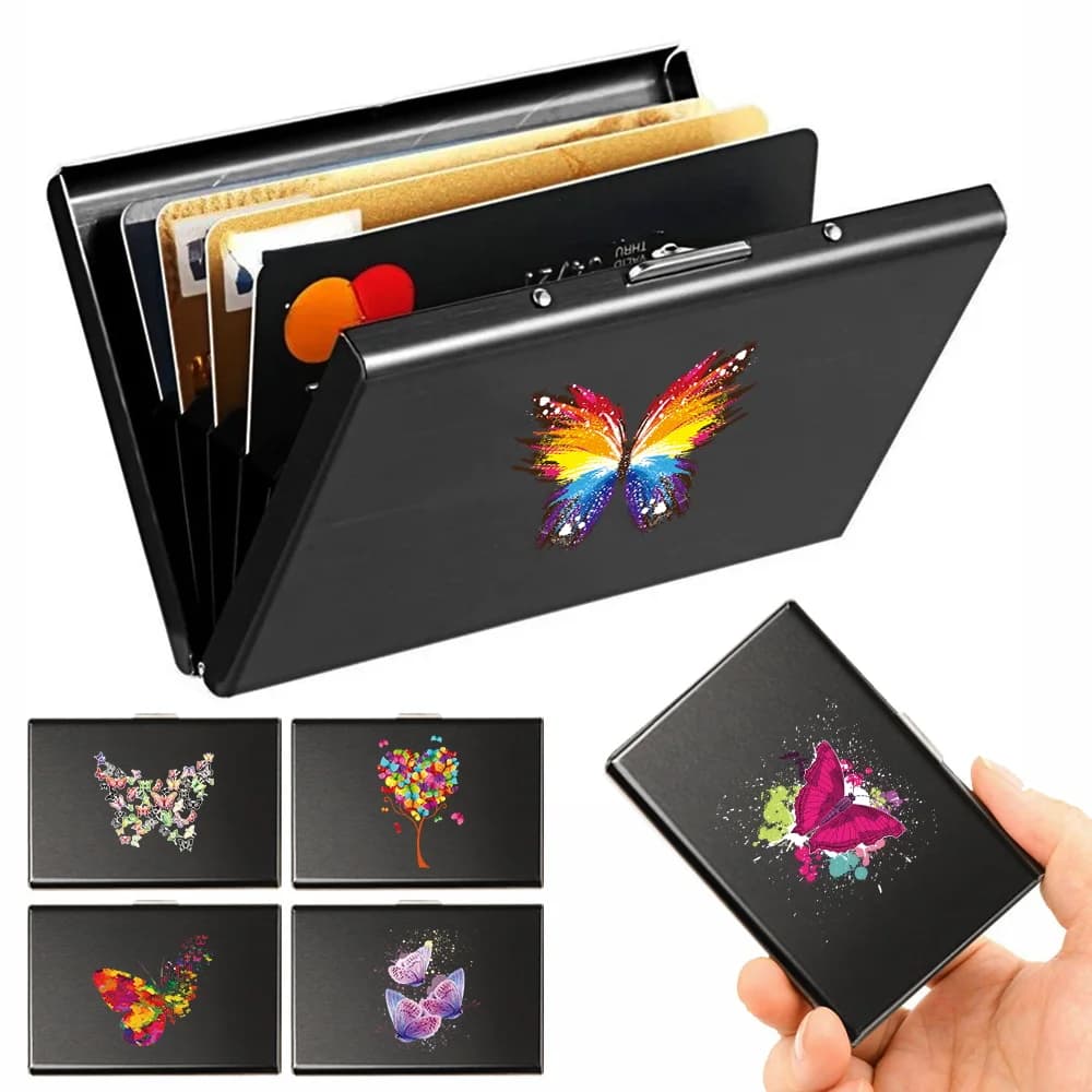 1pc Aluminum Metal Credit Card Holder Butterfly Men Slim Anti Protect Travel ID Cardholder Rfid Wallet Metal Case Porte Carte