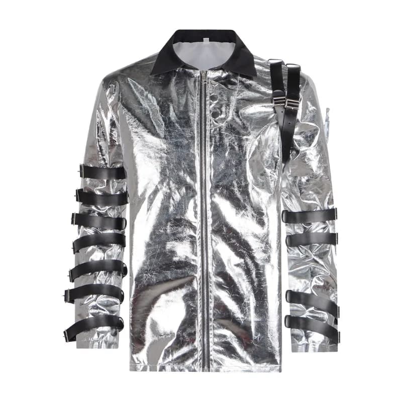 Costume da Cosplay di Michael Jackson, Giacca Argento Stile BAD Tour, per Feste di Halloween e Spettacoli