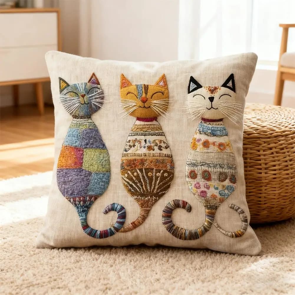 New Pillow Cover Cute Cat-Patterned 2D Flat-Printed Pillowcase for Comfort And Style Sofa Cushion Cover Home Decoration