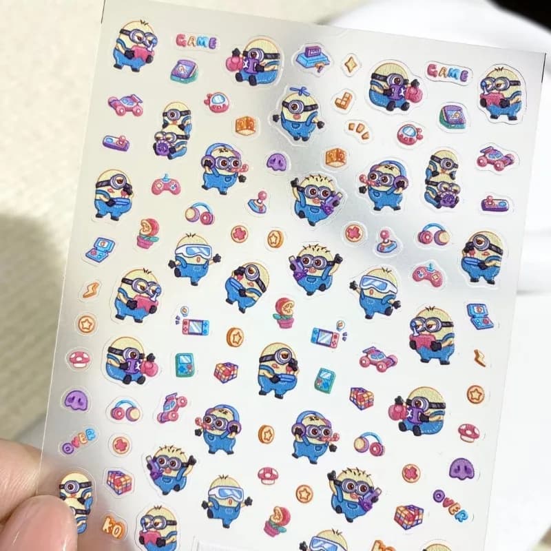 Nuovi Adesivi per Unghie 5D 3D a Rilievo con Minions Carini Stile Cartoon per Ragazze, Adesivi Fai-da-te per Custodie Telefono e Computer, Decorazione Desktop, Ingrosso