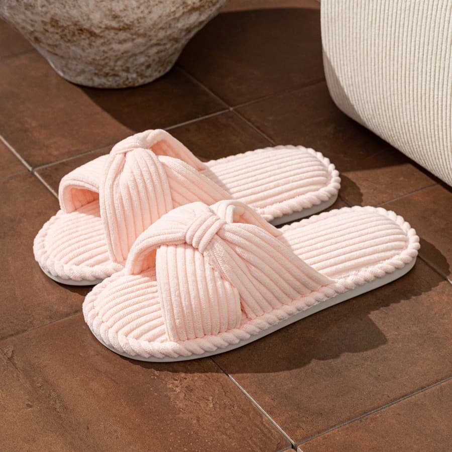 Spring and Autumn Women's Indoor Slippers Fashion Cute Bow Soft Bottom Comfortable Breathable Casual Home Shoes