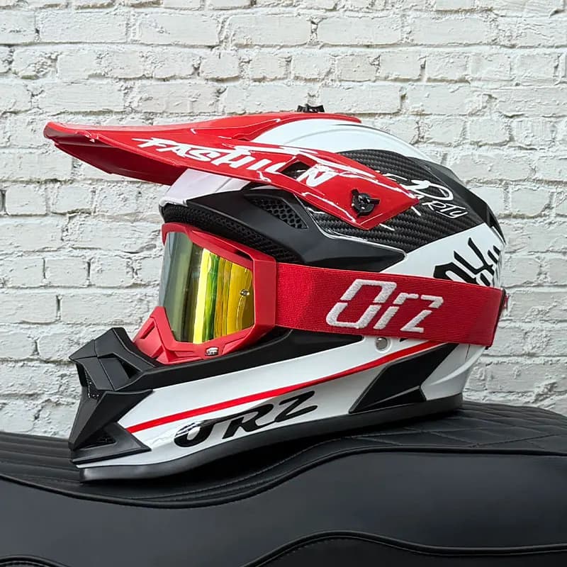 ORZMotocross Helmet DOT Certified Off Road Motorcycle Helmet Dirt Bike ATV Downhill Full Face Helmet With Motocross Goggles