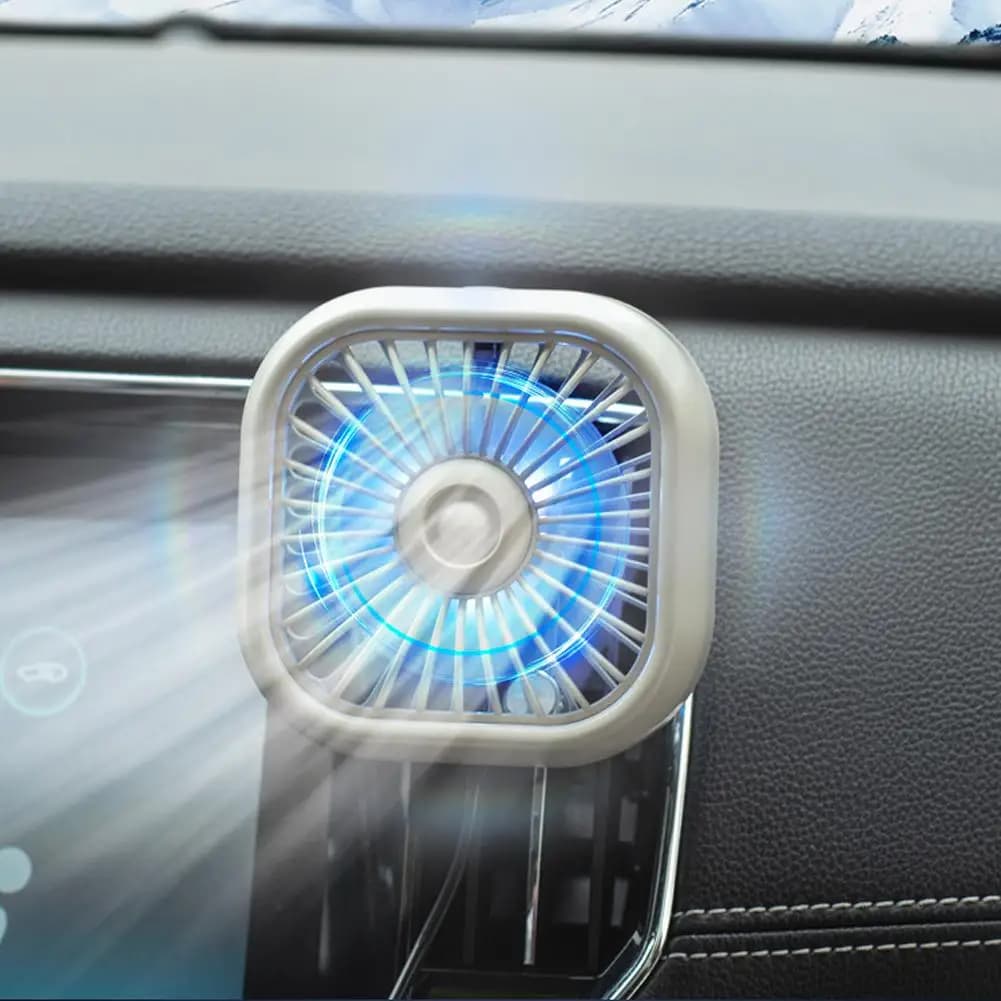 Car Air Vent Cooling Fan with Gradient RGB Light, USB Plug-in Low Noise Small Fan, Universal Clip-On Fan for All Vehicle Types