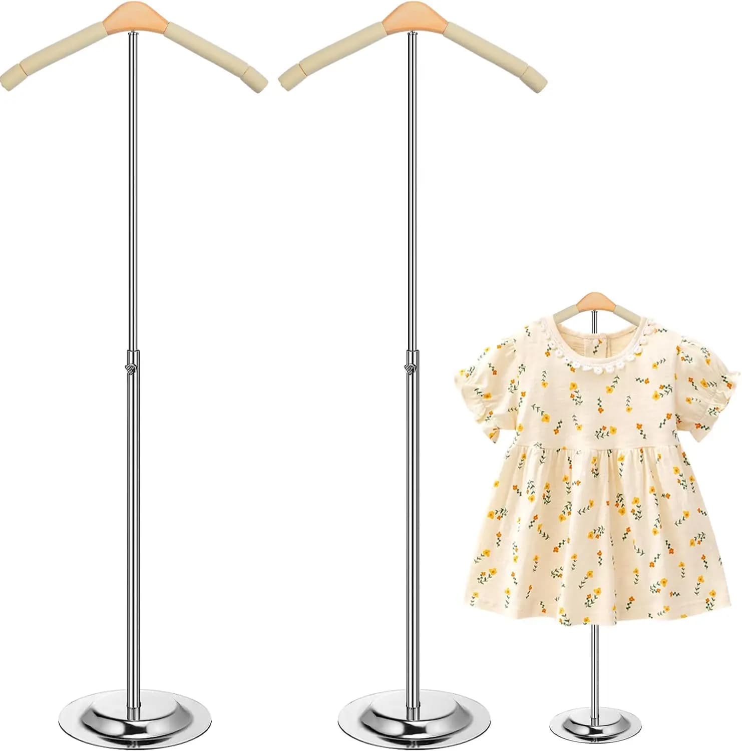 2 pcs display for children's t-shirts display for adjustable clothes display for flexible shoulder coat hangers