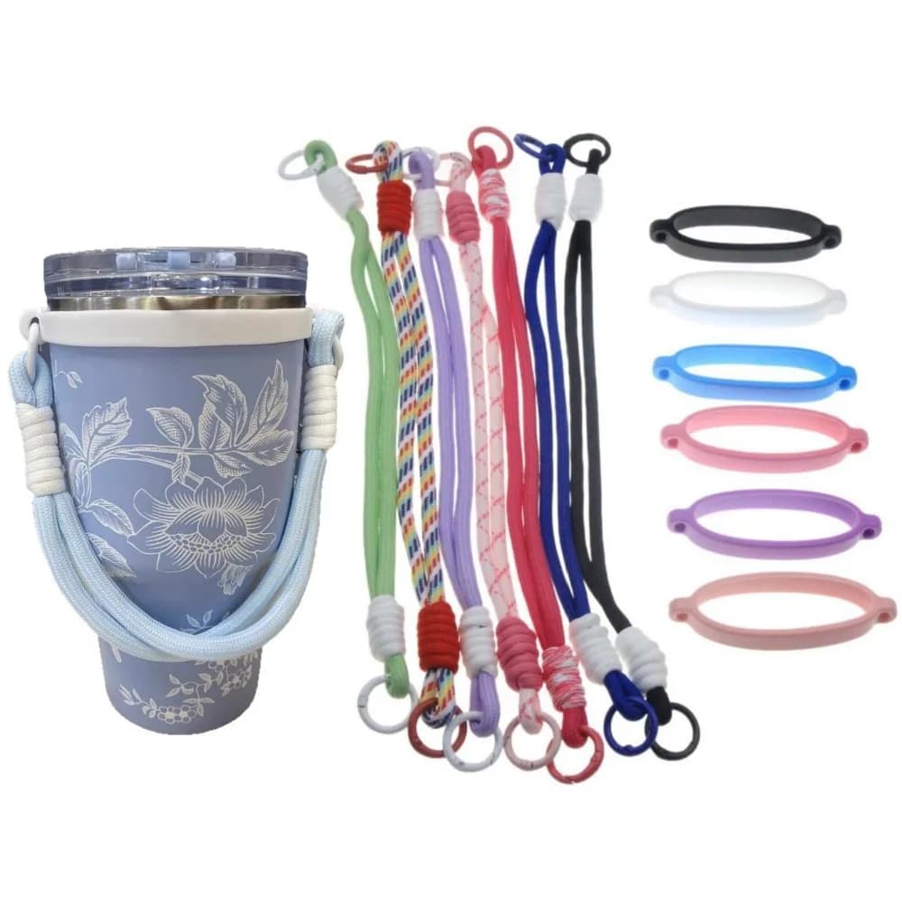 Supporto per maniglia per tracolla per bottiglia d'acqua in silicone Imbracatura universale antiscivolo e anticaduta per accessori per bottiglie da 8 tazze da 40 once
