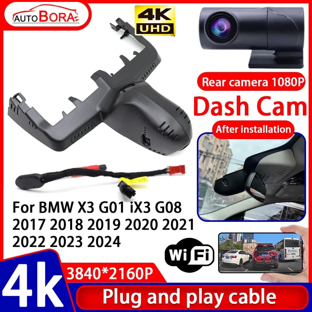 ZhuCamX 4K UHD Plug and Play DVR for Car Dash Cam for BMW X3 G01 iX3 G08 2017 2018 2020 2021 2022 2023 2024