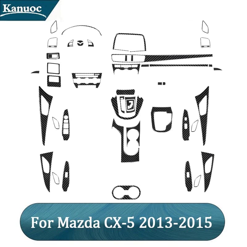 Parti interne per auto Mazda CX-5 2013 2014 2015, adesivi auto in fibra di carbonio imitazione
