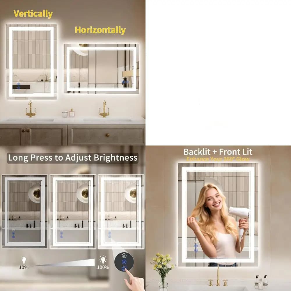 Specchio da Bagno con 36 LED, Dimmerabile, Antiappannamento e Vetro Temperato