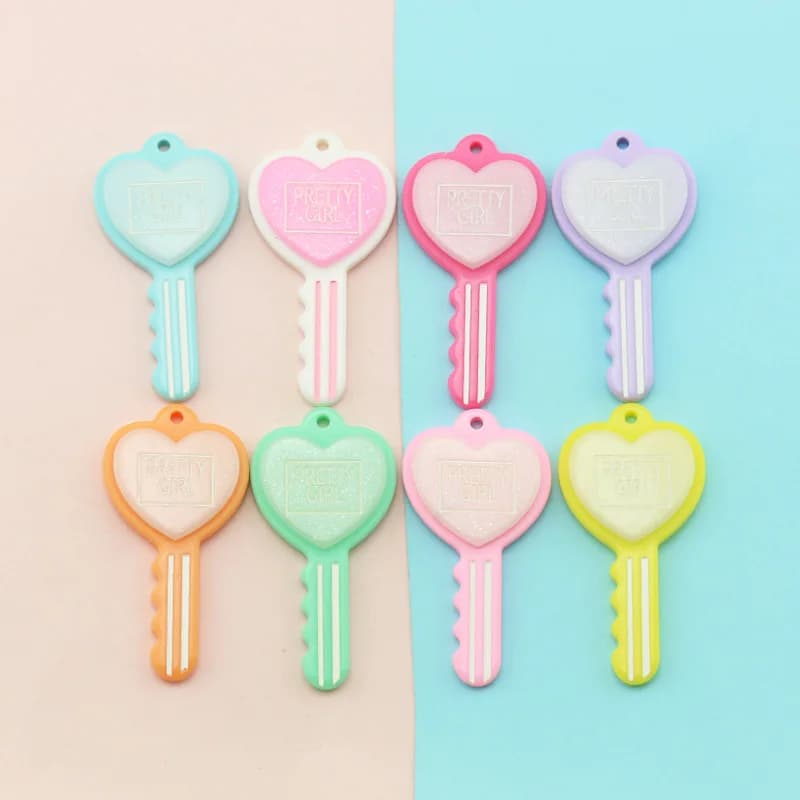 10 pezzi glitter a forma di cuore chiavi pendenti con ciondoli cabochon in resina con retro piatto per collana orecchino portachiavi creazione di gioielli accessori