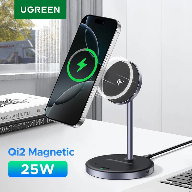 UGREEN Qi2 25 W Magnetic Wireless Charger Charger Support for iPhone 16 15 Pro Max/AirPods Fast Charger for MagSafe