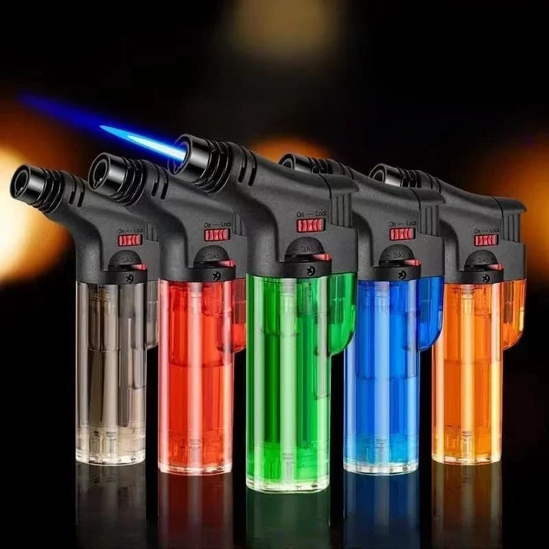 Pistola per saldatura portatile ad alta temperatura per esterni Pistola per saldatura a gas butano Accendino Finestra a gas trasparente Gadget da cucina per barbecue