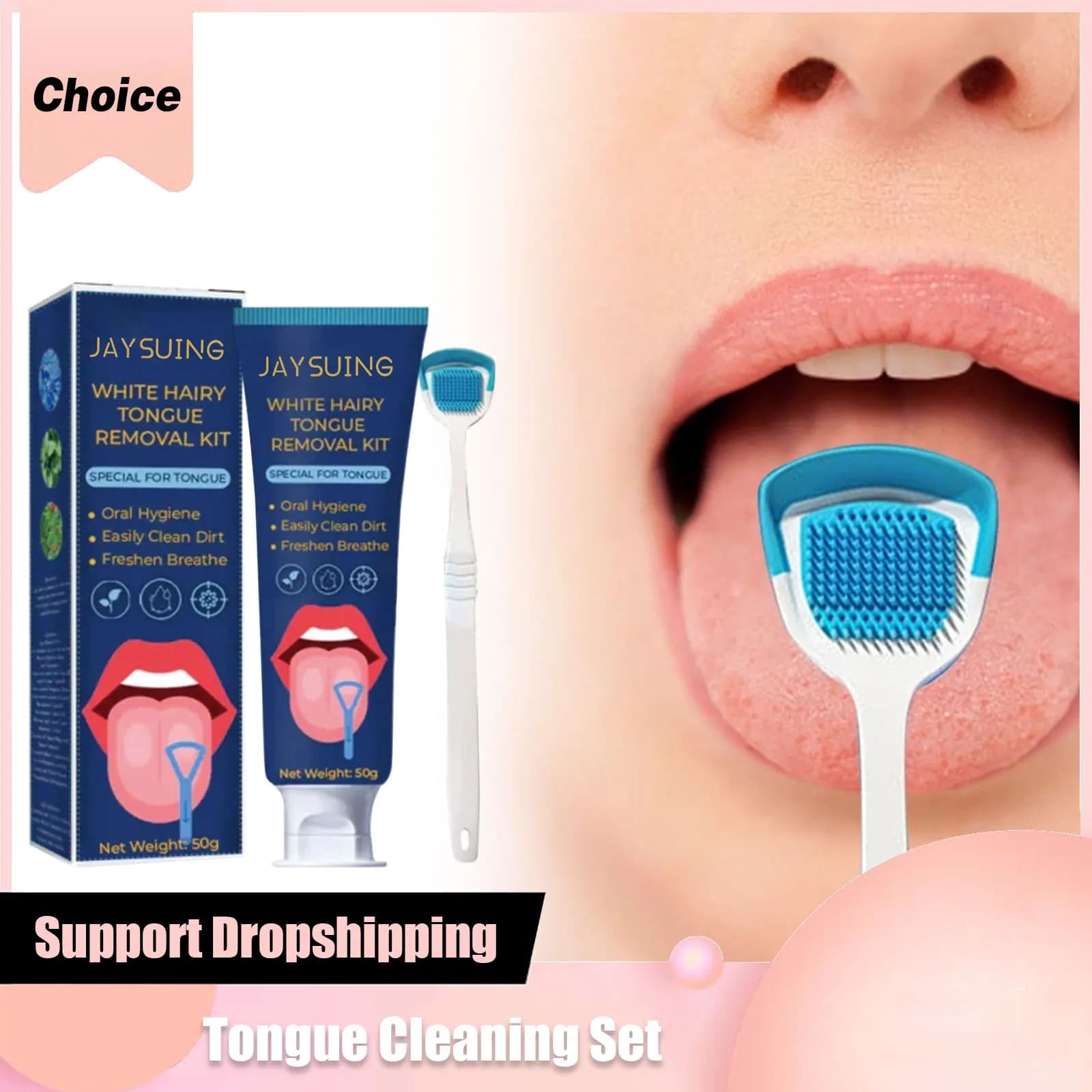 Set di gel per la pulizia della lingua Raschietti per la lingua Pulizia profonda Alito fresco Rimuovi l'odore orale Alitosi Spazzolino da denti Strumenti per la cura dell'igiene orale