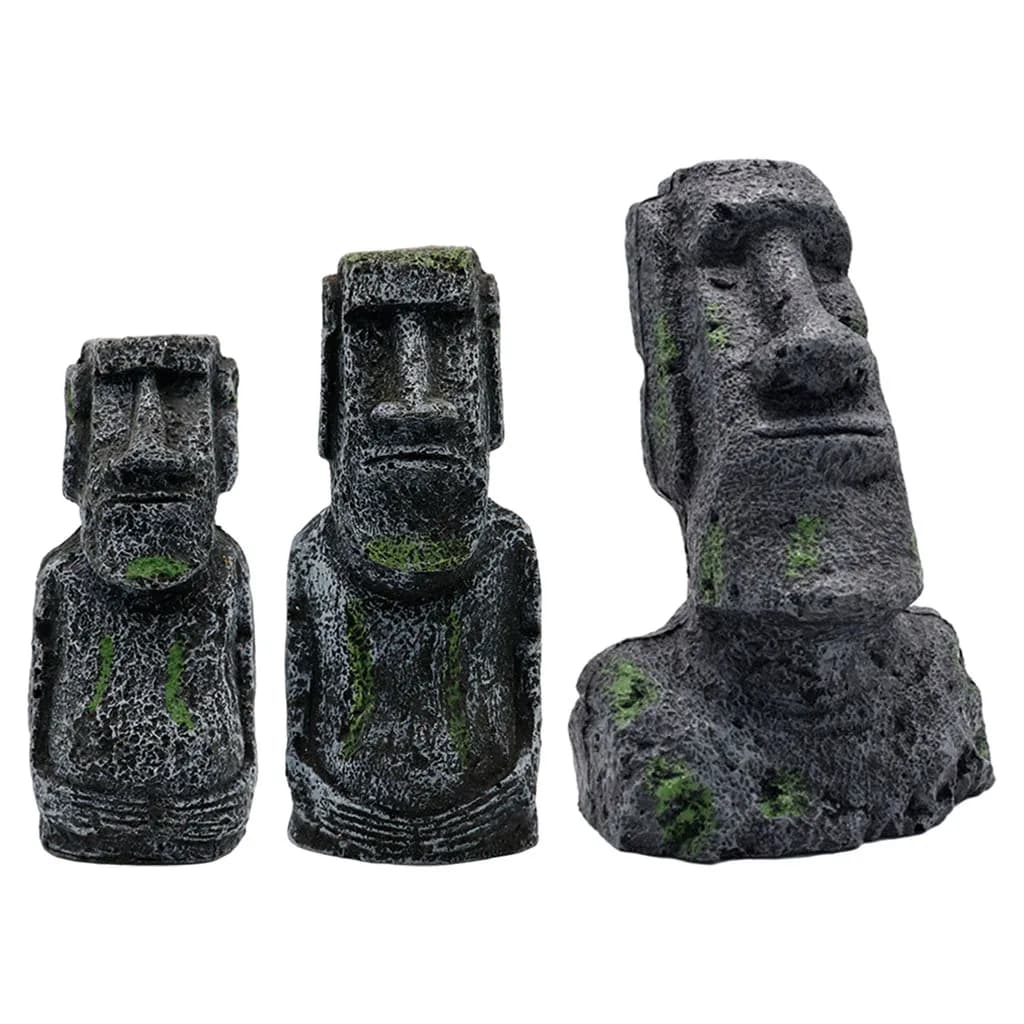 Statue Moai per acquario Isola di Pasqua Ornamenti per la testa Statue Acquario Paesaggistica Decor Casa Terrario da tavolo Aquascaping