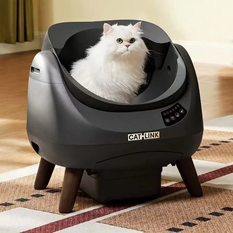 Lettiera Automatica Intelligente per Gatti, Toilette per Gatti con Ampio Spazio Aperto, Vaso Igienico Autopulente Intelligente per Gattini