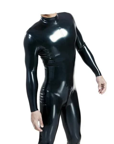 Rubber latex Gummi Black Fitness Catsuit Cosplay Suit Sports Ankle Suit Rear 0.4 mm S-XXL