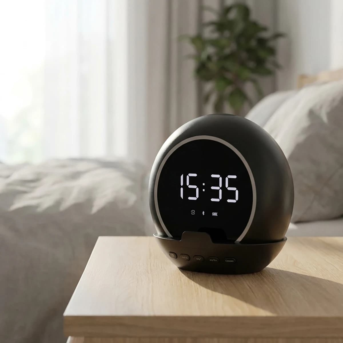 Sveglia digitale Altoparlante Bluetooth portatile Display della temperatura Lettore musicale Ricaricabile per la casa all'aperto Viaggio Bagno