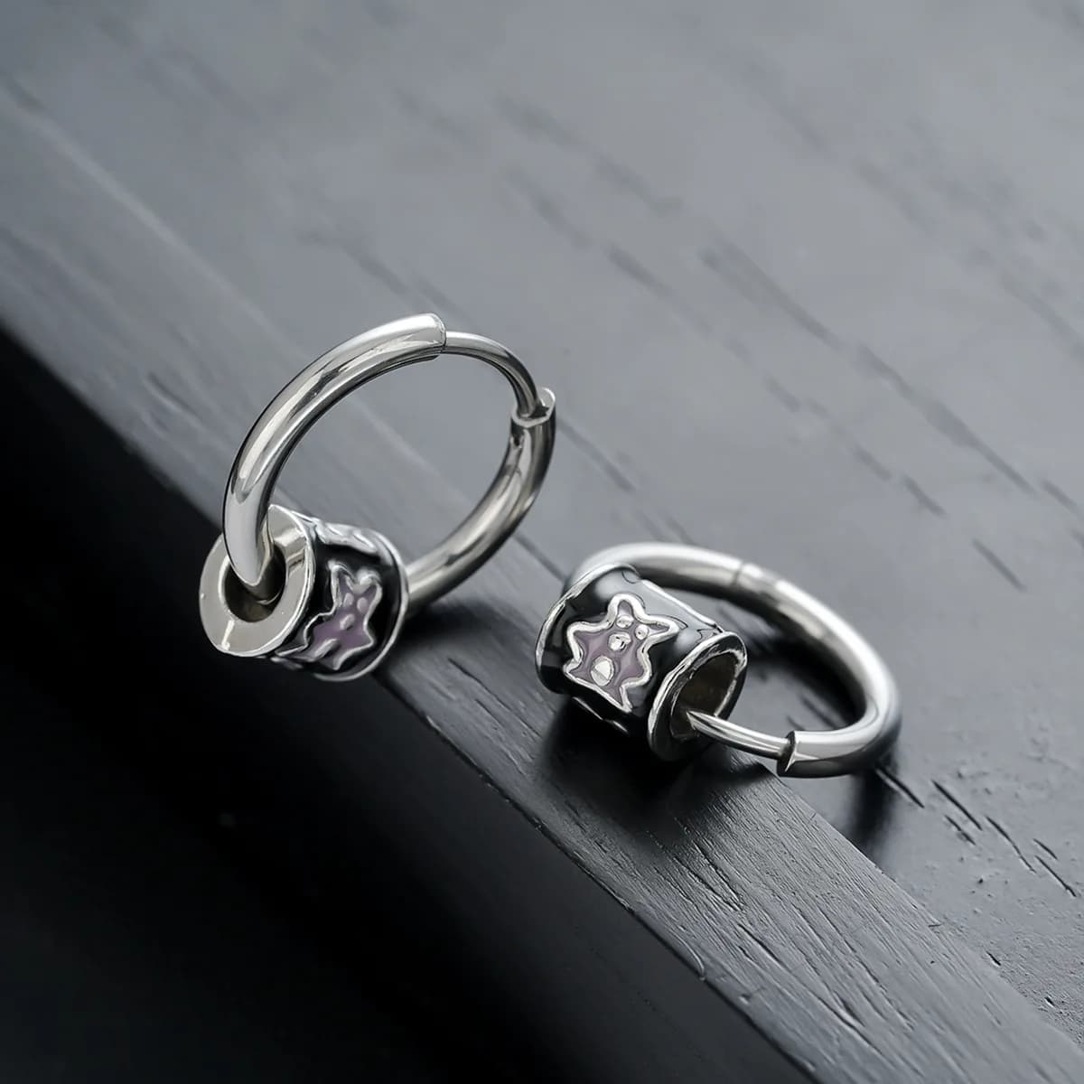 One pair, new circle earrings made of stainless steel medical steel, unisex punk style, low sensitivity and non-fading, versatile for daily travel parties, gift giving