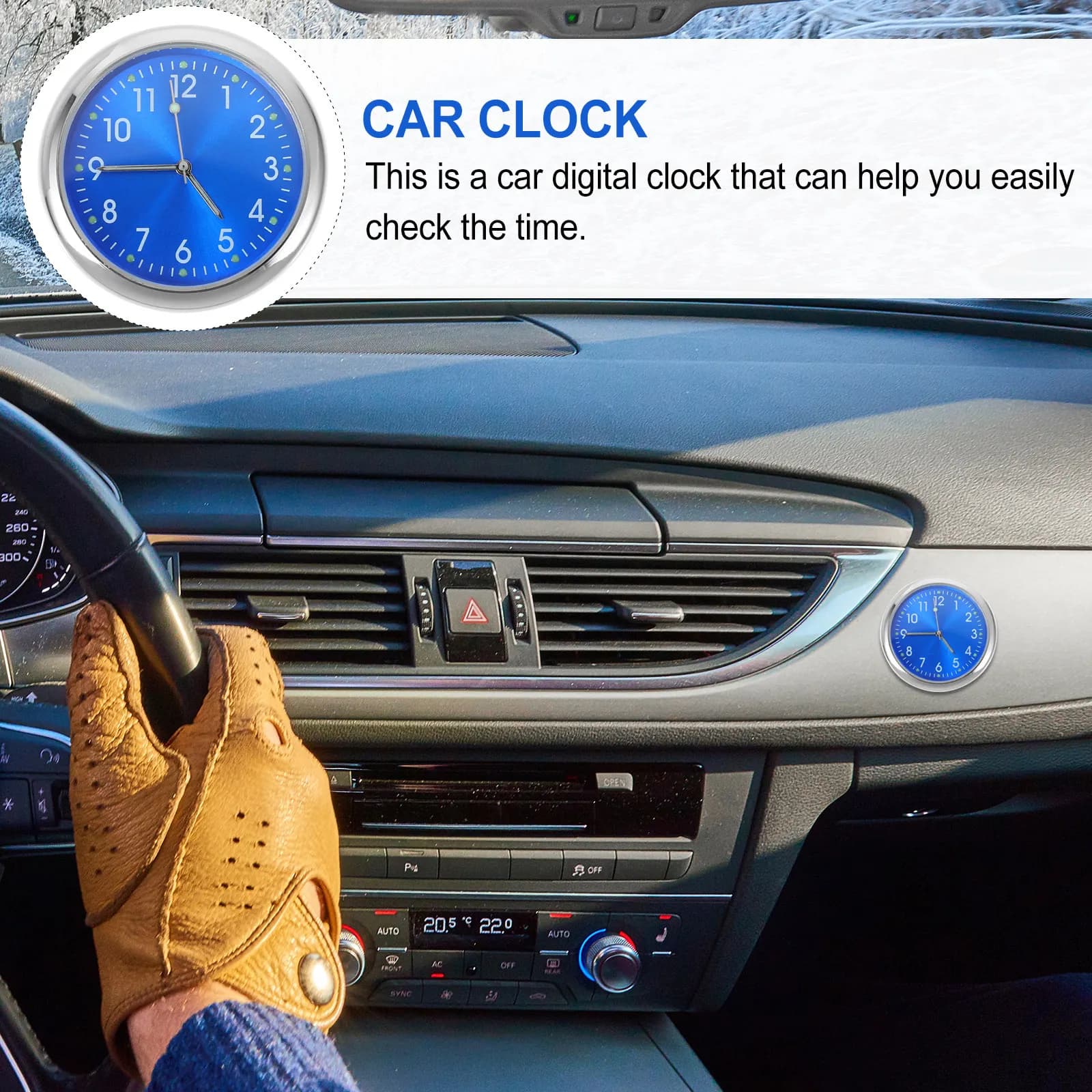Simple design watch, mini digital, practical, small, wall-mounted, car dashboard accessories