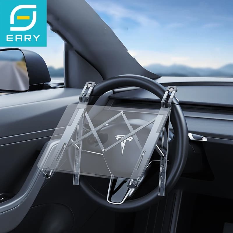 Eary Supporto per volante per laptop per auto 5 regolabili in altezza per tablet Supporto portatile pieghevole per accessori per auto SUV Tesla