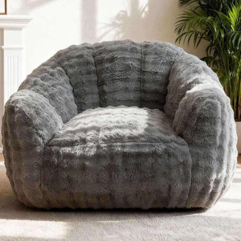 Poltrona Sacco Gigante con Imbottitura in Memory Foam, Sedia Gaming per Adulti, Poltrona Sacco per Bambini e Ragazzi, Grigio Chiaro