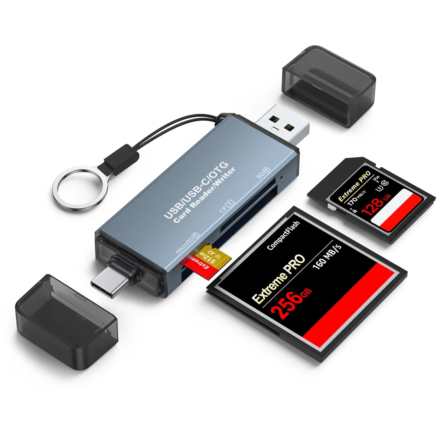 3-in-1 CF Card Reader SD Memory Card MicroSD OTG Dual-Purpose TypeC U Disk Hard Disk Transmission Expansion for SLR Camera