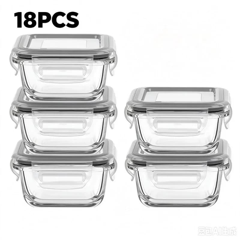 Glass Food Storage Containers Set 18 PCS, Airtight Snap‑Lock Lids, BPA‑Free Glass Meal Prep Containers, Leak‑Proof Freezer Microwave Oven Safe for Kitchen Fruit Vegetable Leftovers Storage