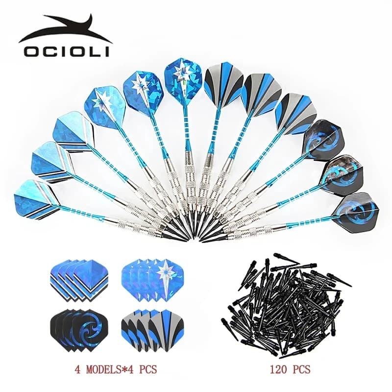 18g 12 pezzi freccette professionali con punta in acciaio freccette sicure con punta morbida freccette sportive Indoor con 120 punte voli per regalo di natale
