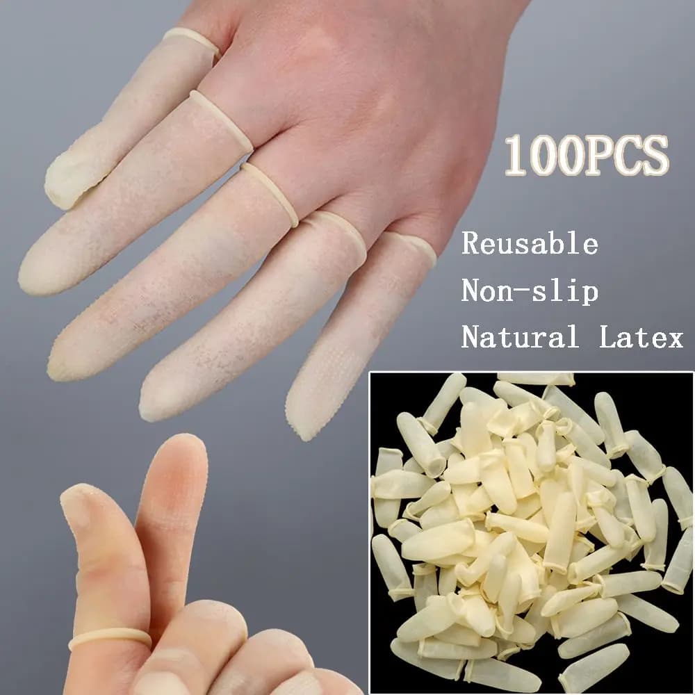 100 pezzi riutilizzabili copertura per le dita guanti in gomma naturale antiscivolo in lattice per le dita guanti protettivi per le punte delle dita strumento per nail art