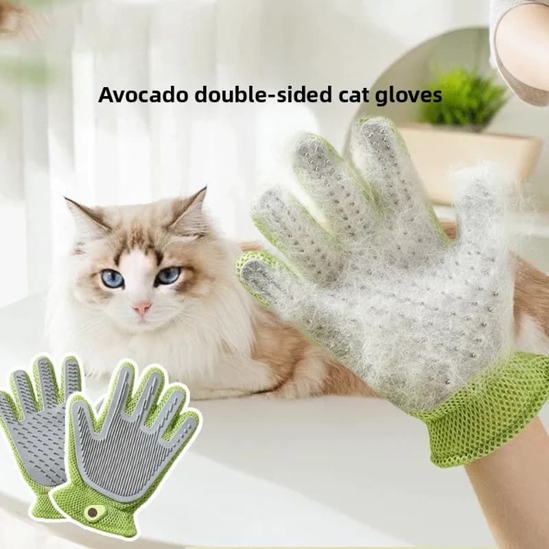 Guanto per la rimozione dei peli degli animali domestici a doppia faccia, 1 pezzo | Strumento in Silicone per Massaggio e Toelettatura di Cani e Gatti, per la Pulizia dei Peli in Eccesso
