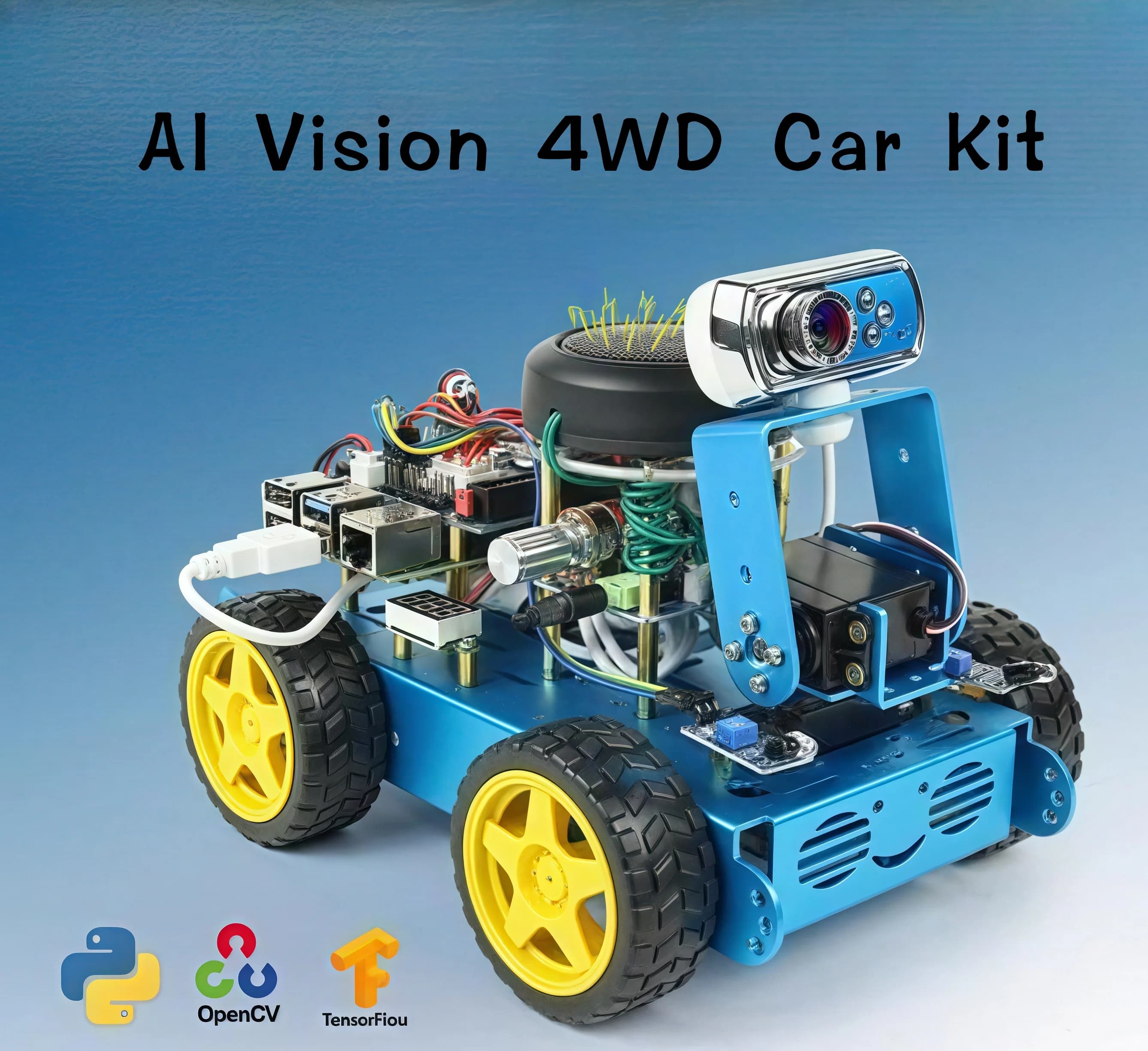 Smart car Raspberry Pi, dotato di scheda madre Raspberry Pi 4B.