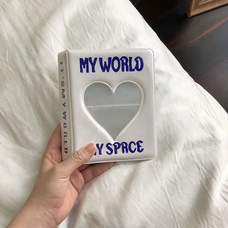 Mini Album Fotografico Coreano INS con Cuore Traforato da 3 Pollici, 64 Tasche, Porta Fotocard Kpop, Raccoglitore per Carte Idol
