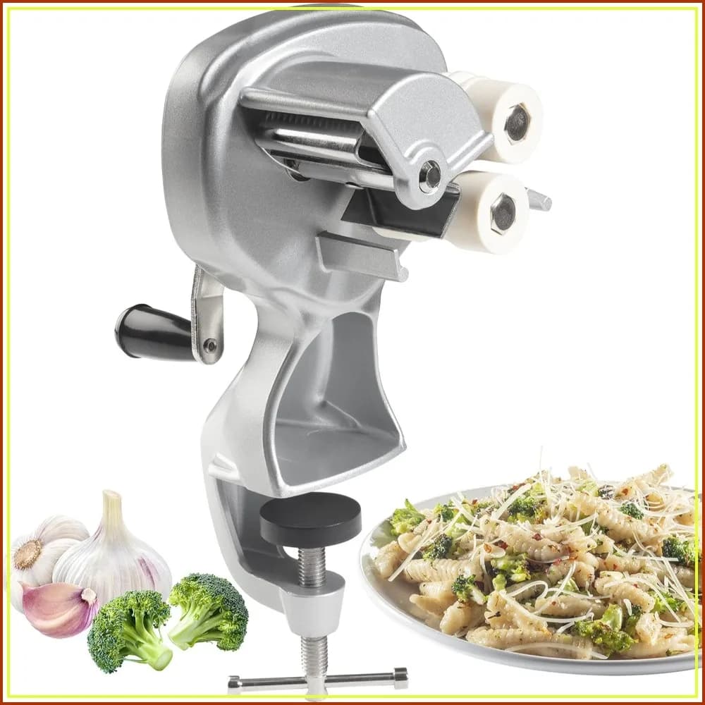 Cavatelli Maker Machine with Easy Clean Rollers - Homemade Pasta Set for Gnocchi, Seashells & More, Precision Cutter & Recipes Included, Great Italian Cooking Gift