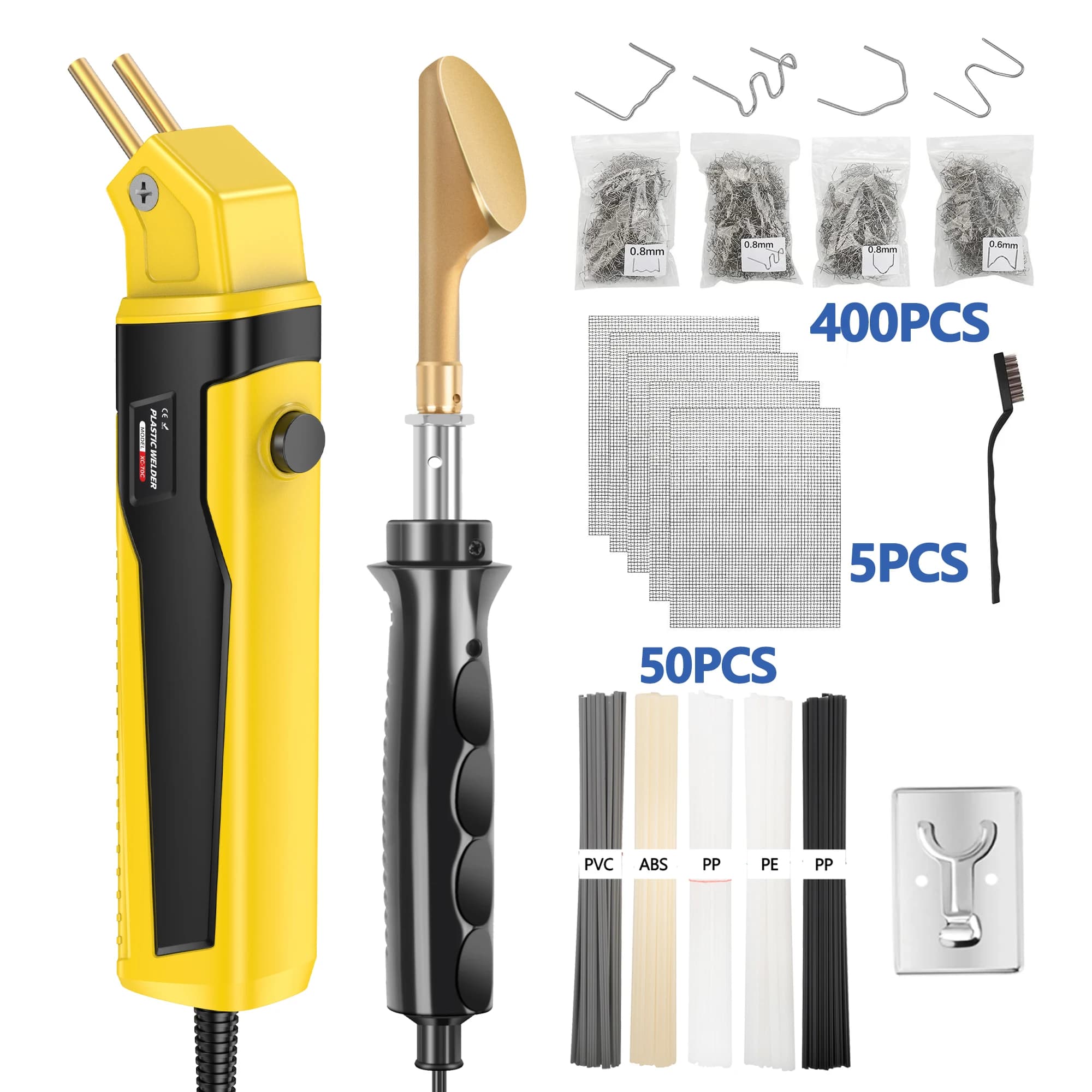 Nuovo Saldatore per Plastica, Kit con 400 Graffette, Kit Saldatore a Caldo, Kit Pistola Saldatrice per Plastica, Kit Riparazione Paraurti Auto, Kit Riparazione Plastica
