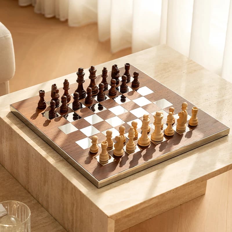 Set di Scacchi in Legno Premium per Bambini e Adulti, Gioco Educativo e Decorativo, Scacchiera per Tornei Internazionali