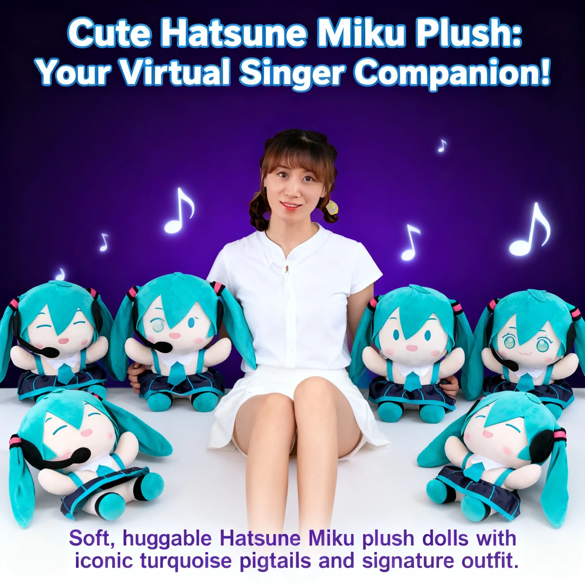 Portachiavi Peluche Miku Fufu, Regalo per Ragazze, Statuetta Anime da Collezione, Morbido Animale di Peluche Carino