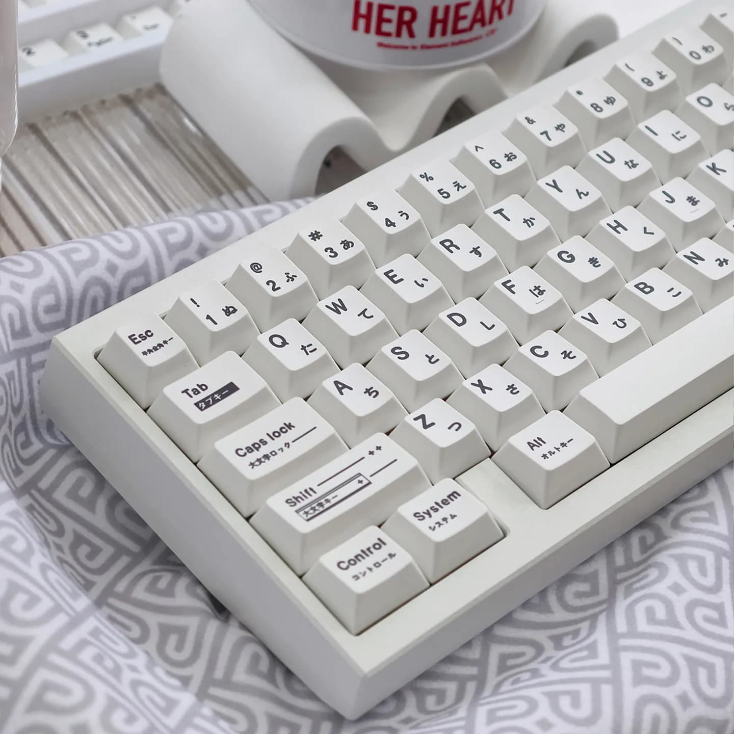 Irregular Japanese Minimalist White Keycaps Dye-Sub Cherry Profile PBT Keycaps Set For MX 64 87 108 Layout Mechanical Keyboard