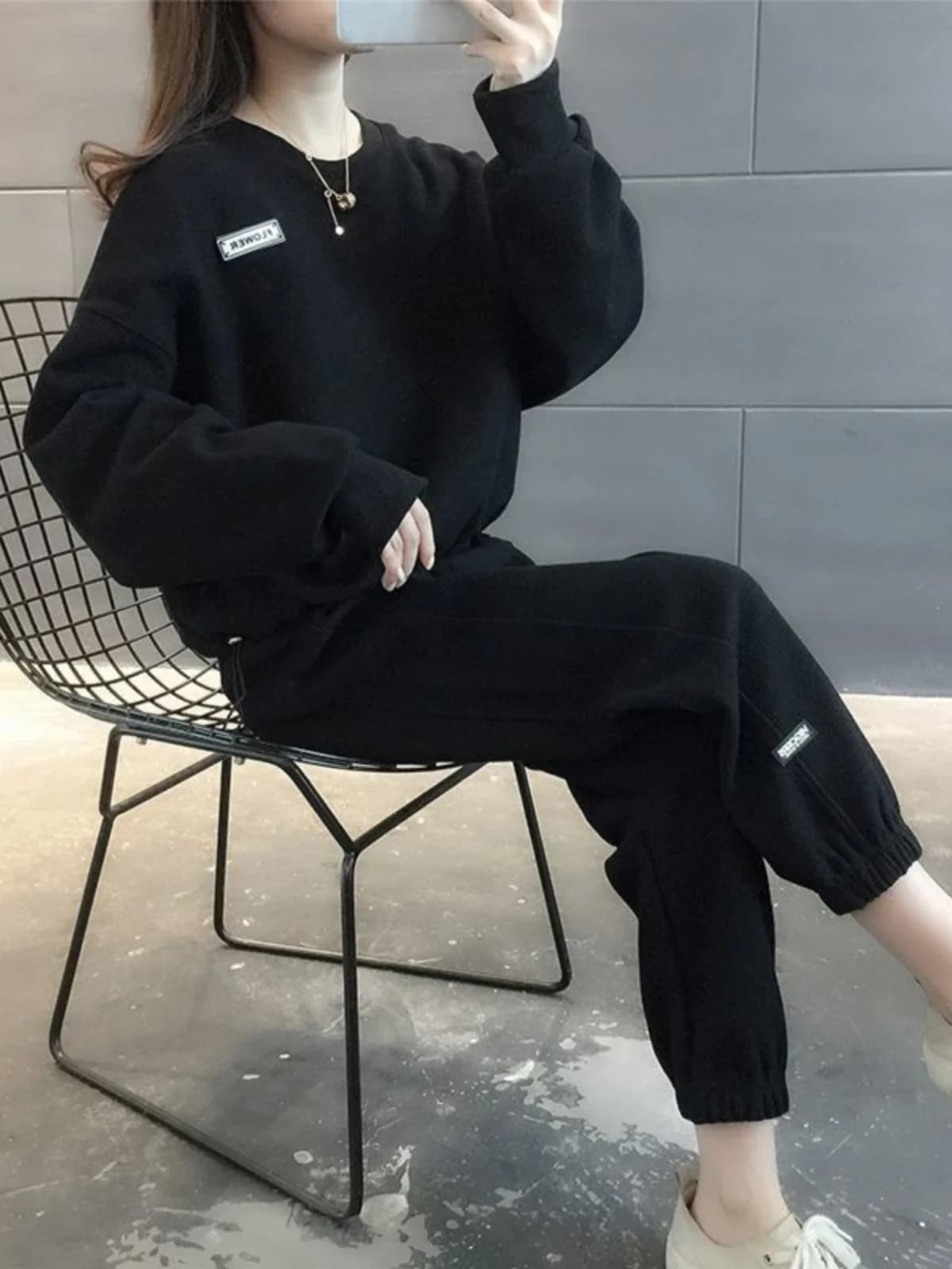 Women's Casual Sports Casual Spring Autumn New Fashion Sweatshirt and Trousers Comfortable Cotton Two Pieces