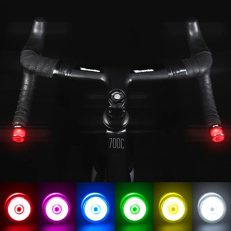 Luce per manubrio bici Luce per bicicletta a LED Indicatore di direzione Manubrio per ciclismo Spina terminale Indicatore di avviso di sicurezza Accessori per lampade