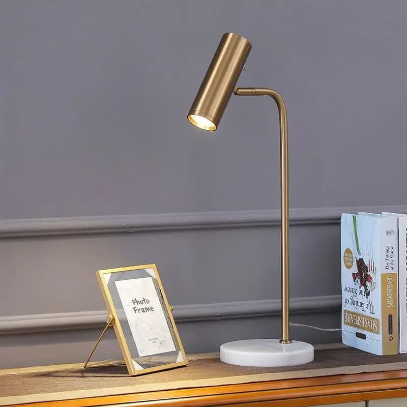 Nordic Minimalist Metal Table Lamps LED Bedside Bedroom Living Room Office Cafe Study Reading Marble Base Decoration Desk Lights