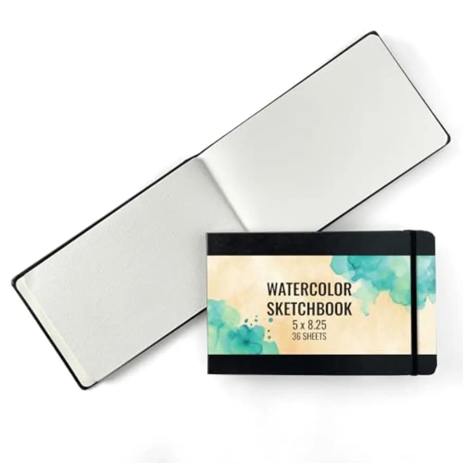 Watercolor Journal for Painting, 200 GSM Sketchbook with Watercolor Paper, 36 5" x 8.25" Sheets