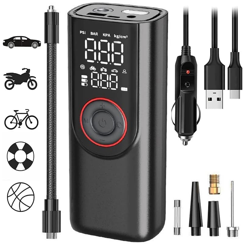 Pompa di gonfiaggio per pneumatici senza fili 6000mAh Compressore d'aria per auto portatile elettrico Pompa di gonfiaggio rapido per palle di pneumatici per auto da moto