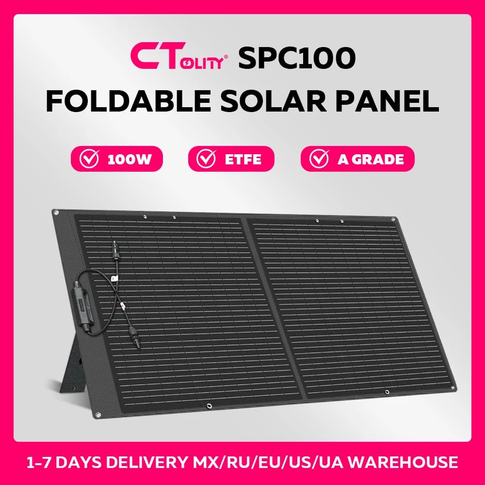 CTOLITY SPC100 A grade ETFE 100W IP68 Waterproof Efficiency 23% High Foldable Solar Panel 20.5V Solar Generator 18AWG 1M RV Camp