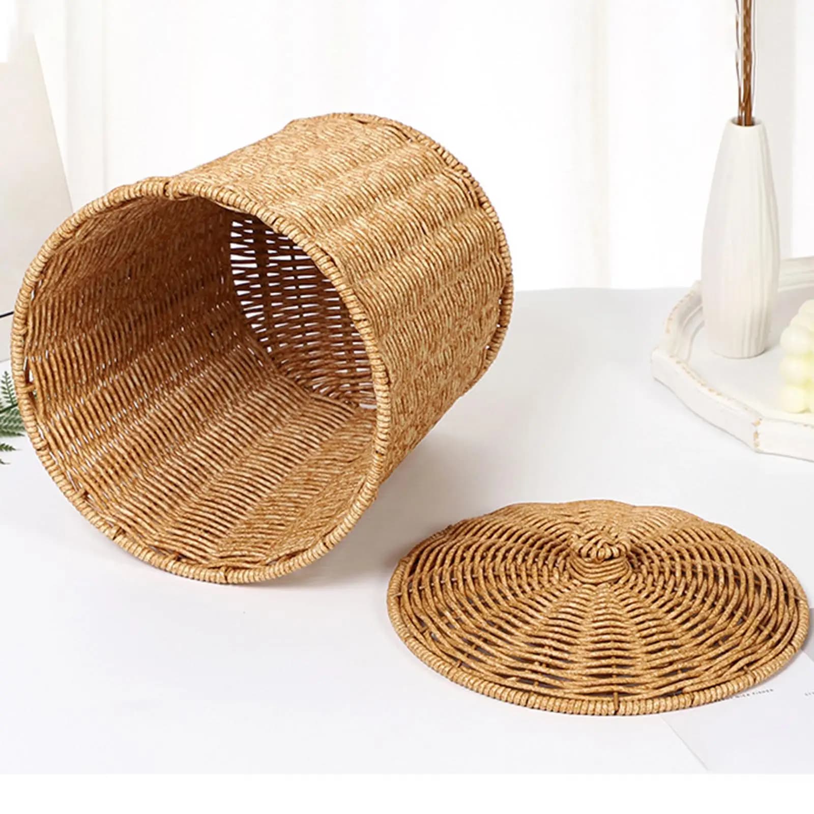Storage baskets with lid storage basket with large opening hand woven storage baskets for bathroom nursery clothes