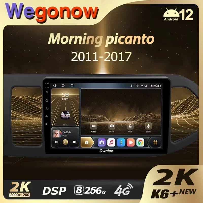 Ownice K6 + 2K 13.3 8 + 256 per Kia Morning 2 Picanto 2011 - 2017 Autoradio Video Navigazione Stereo GPS Android12 No 2din 2 Din DVD