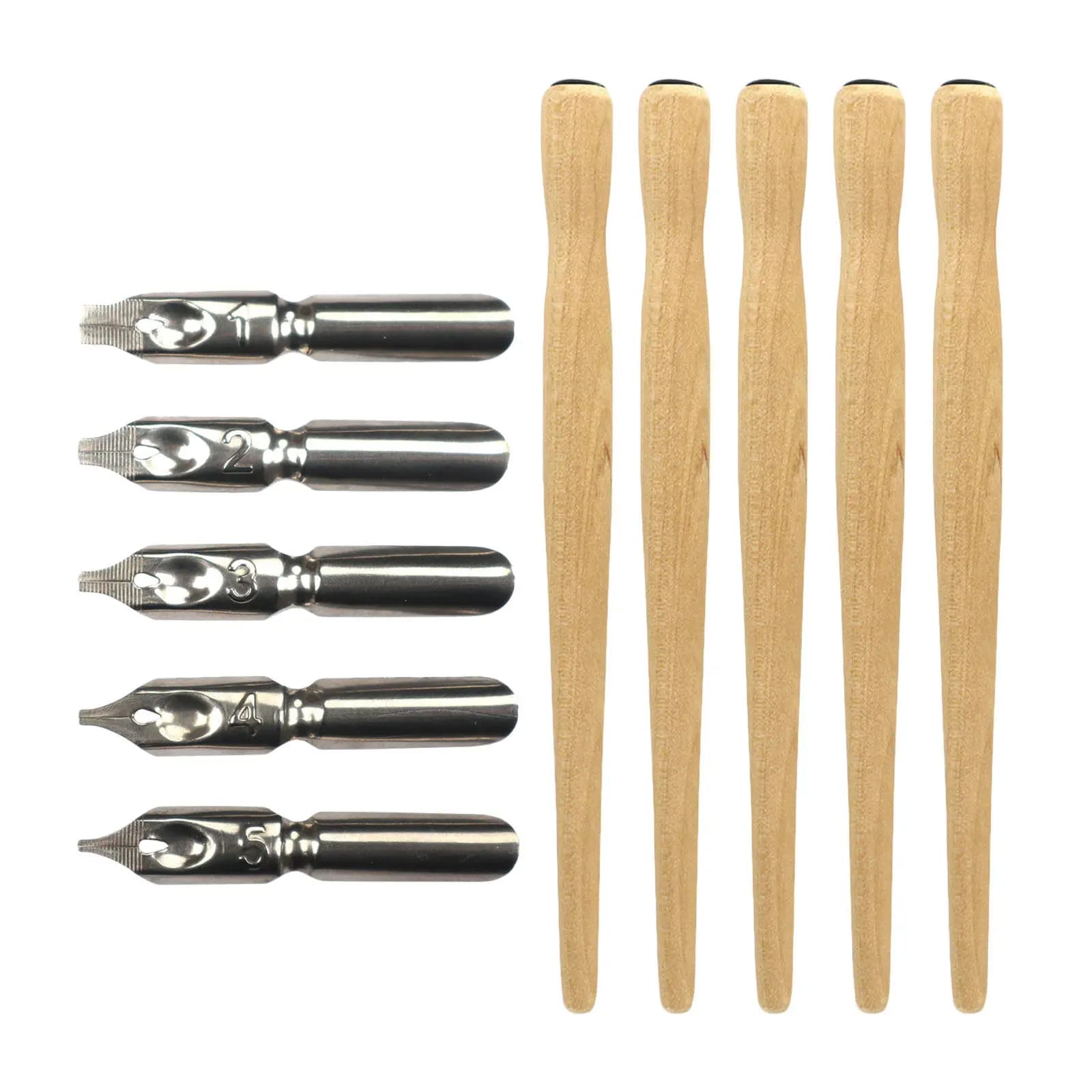 5Pcs Comic Dip Pen Calligraphy Fluid Writer Dip Pen with 5 Nibs Hand Lettering Art for Drawing Writing Lettering Sketch