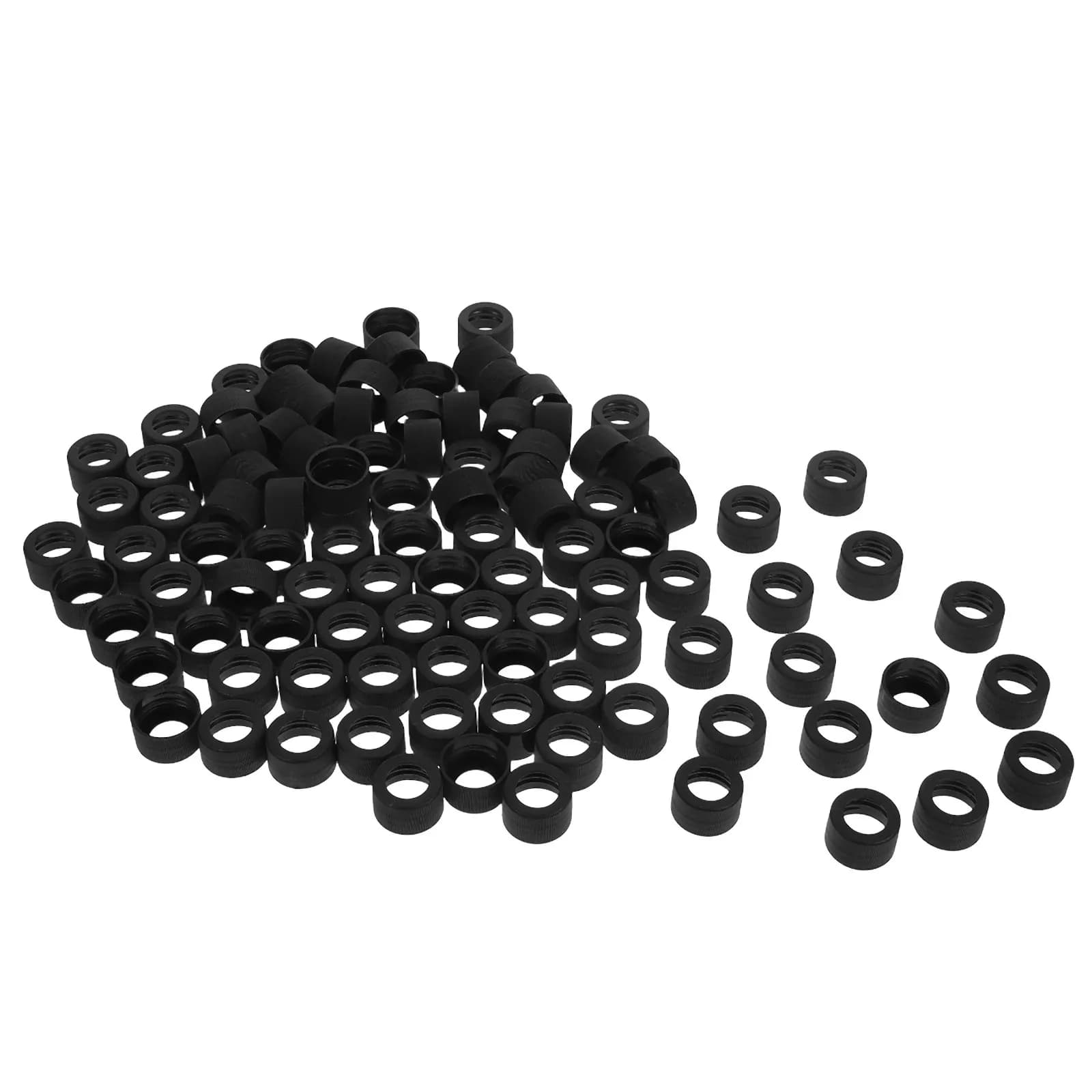 100Pcs Essential Oil Bottle Caps Black 28Mm Threaded Tight Seal Anti Slip Stripes Easy Install Aromatherapy Bottle Lid for Home