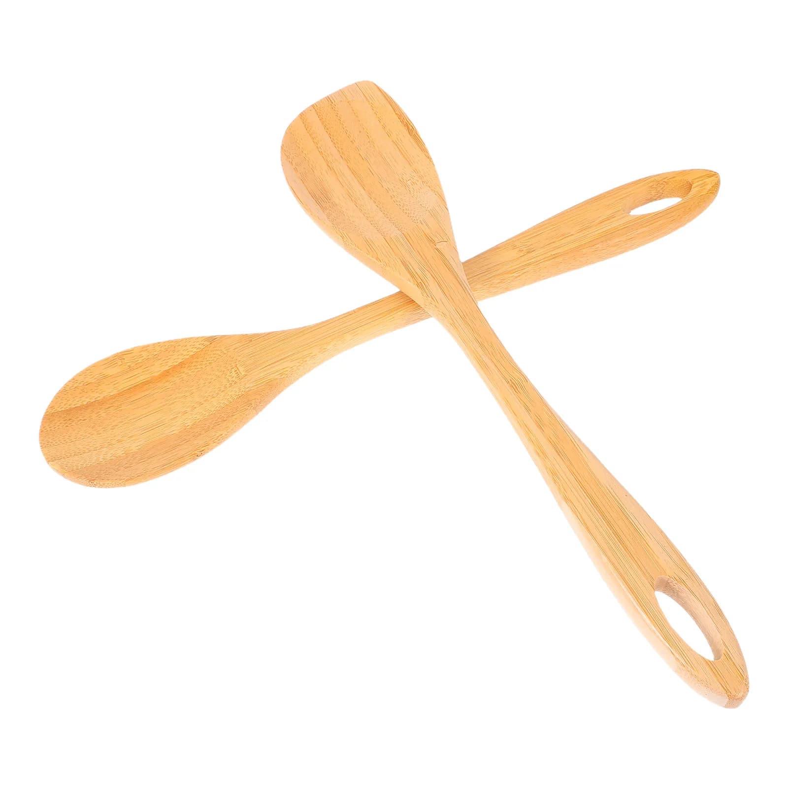 2Pcs Bamboo Salad Spoons Long Handle Cooking Utensils Wooden Stirring Serving Spoon Set Kitchen Tools Dishwasher Safe