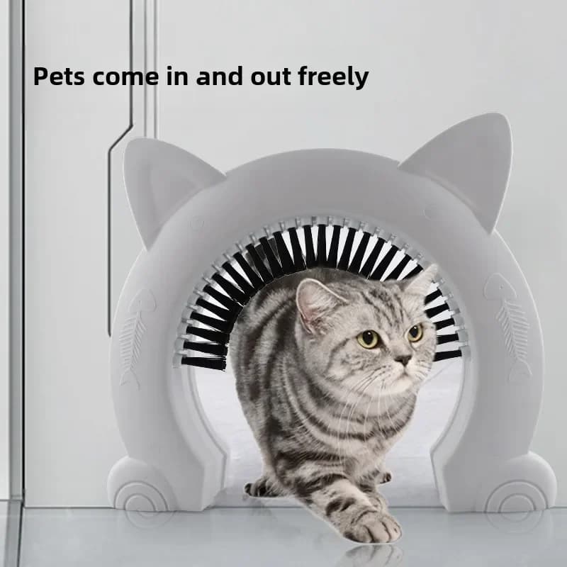 Pet Cat and Dog Doorways with Brush Combing Cat Products Furniture Accessories No Flap Safe Indoor Outdoor Flap House Pet Gate