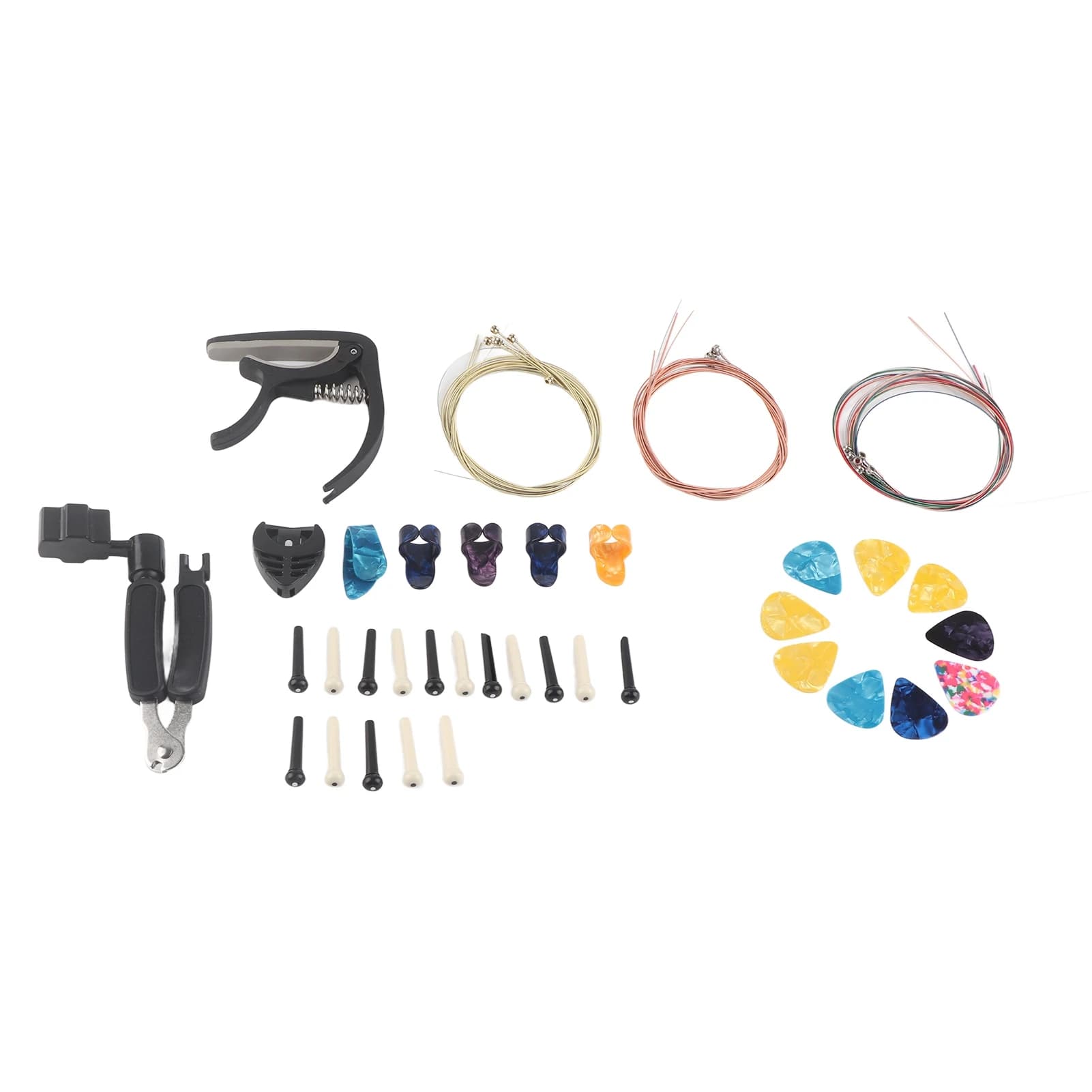 Kit di accessori per chitarra Set da 3 corde in metallo Ponte Pin Winder Capo Plettri Confezione sostitutiva